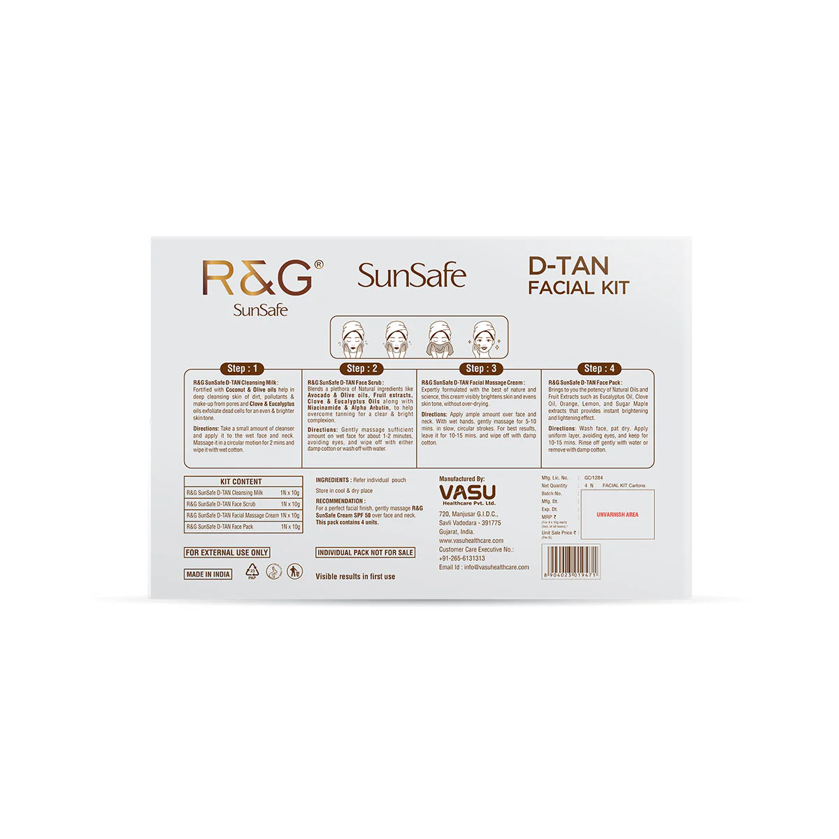 R&G SunSafe D-TAN Facial Kit (Pack of 4 x 40ml) - Image 7