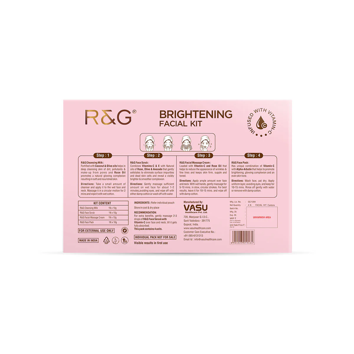 R&G Skin Brightening Facial Kit with Vitamin C (Pack of 4 x 40ml) - Image 7