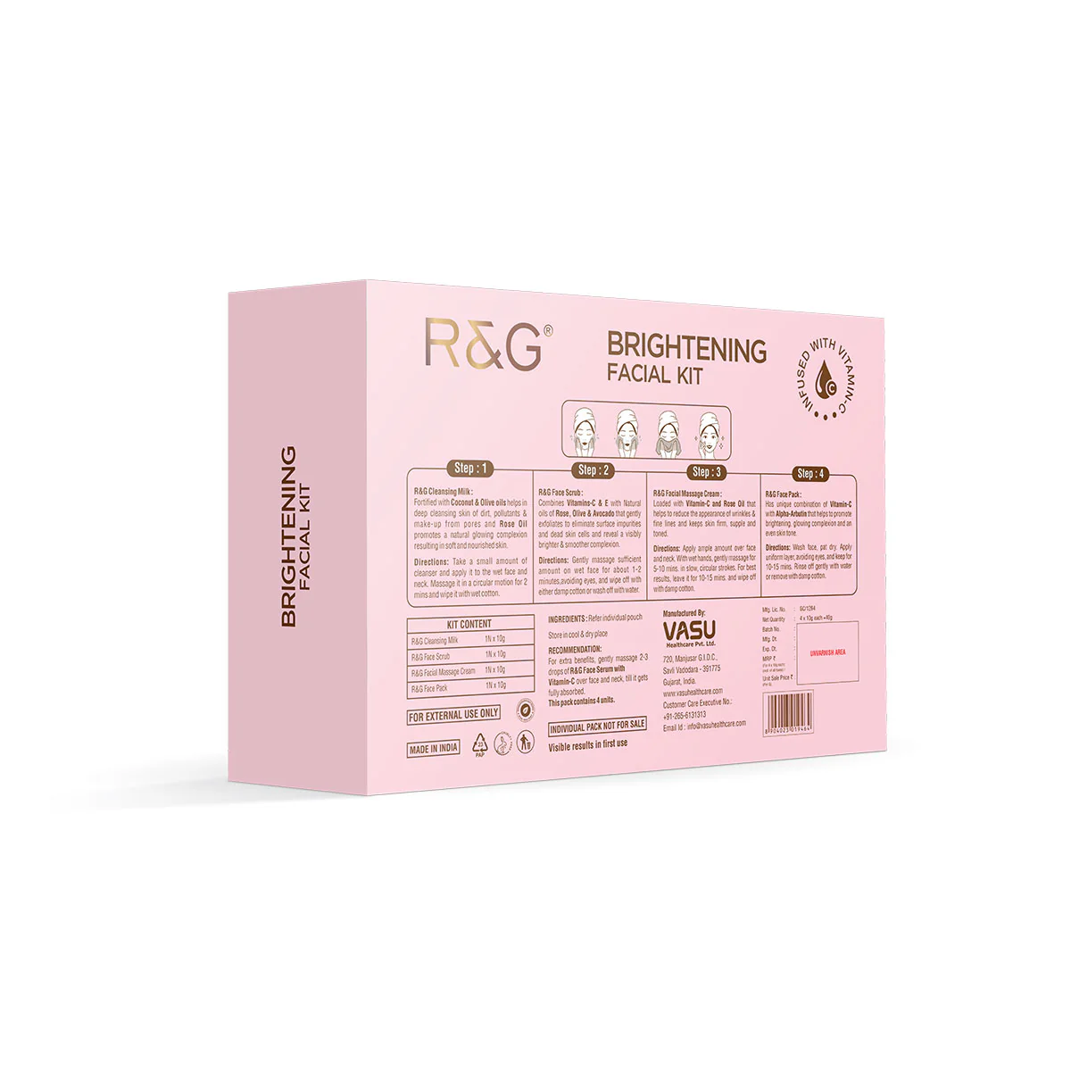 R&G Skin Brightening Facial Kit with Vitamin C (Pack of 4 x 40ml) - Image 8