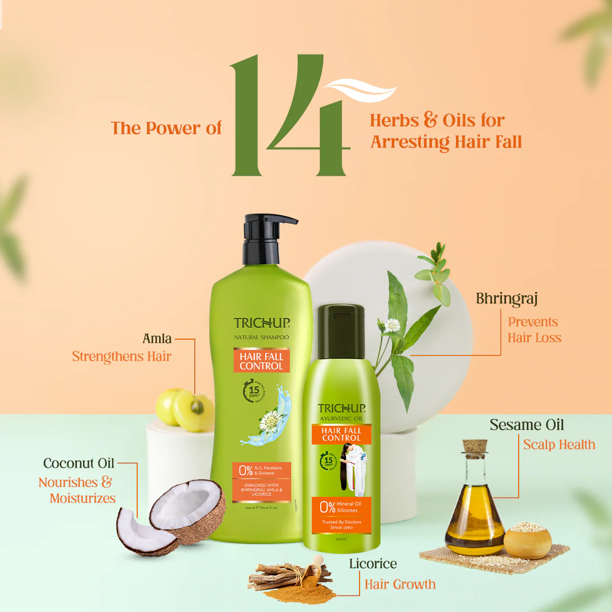 Trichup Hair Fall Control Oil 200ml & Shampoo 640ml - Image 4