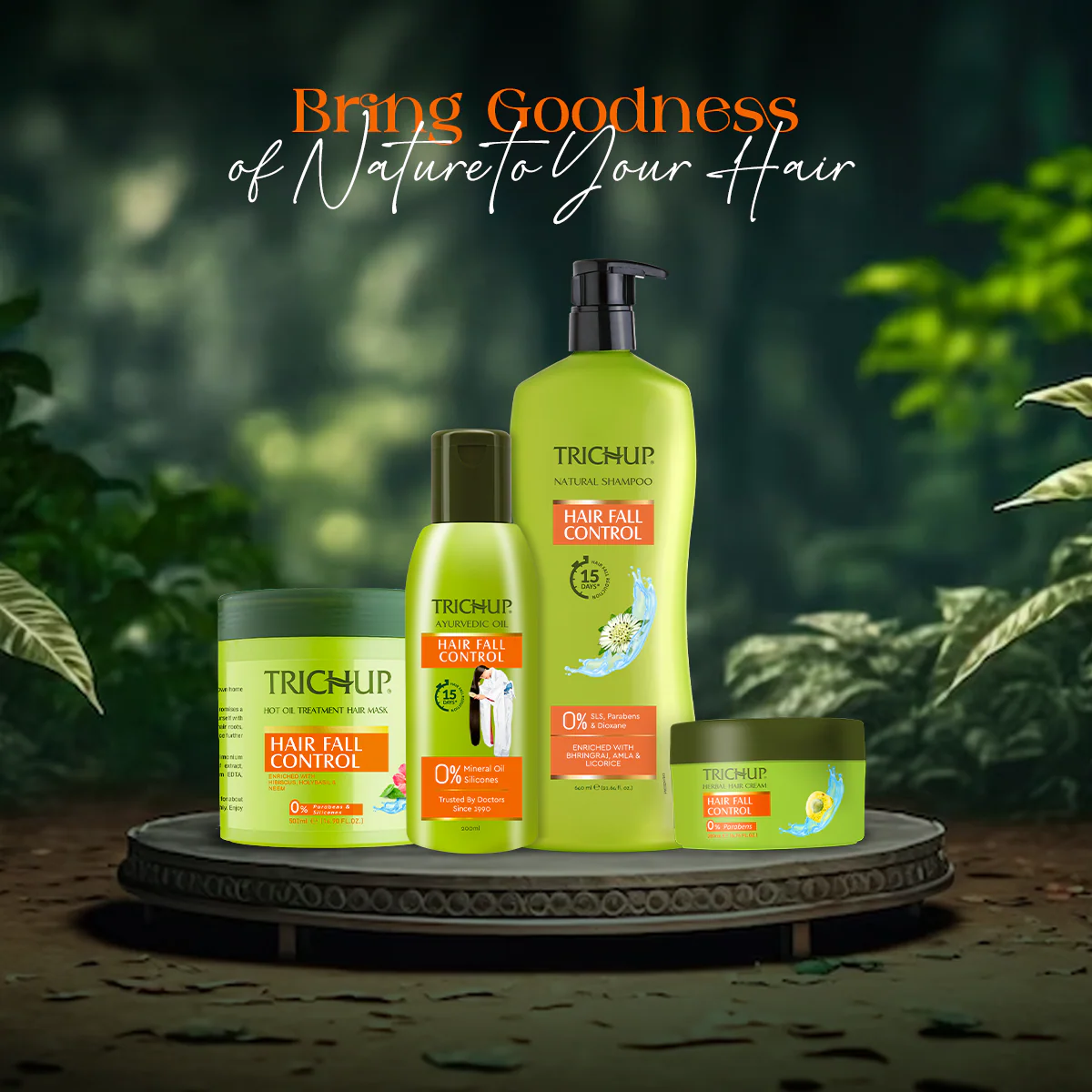 Trichup Hair Fall Control Oil 200ml, Shampoo 640ml & Cream 200ml - Image 16