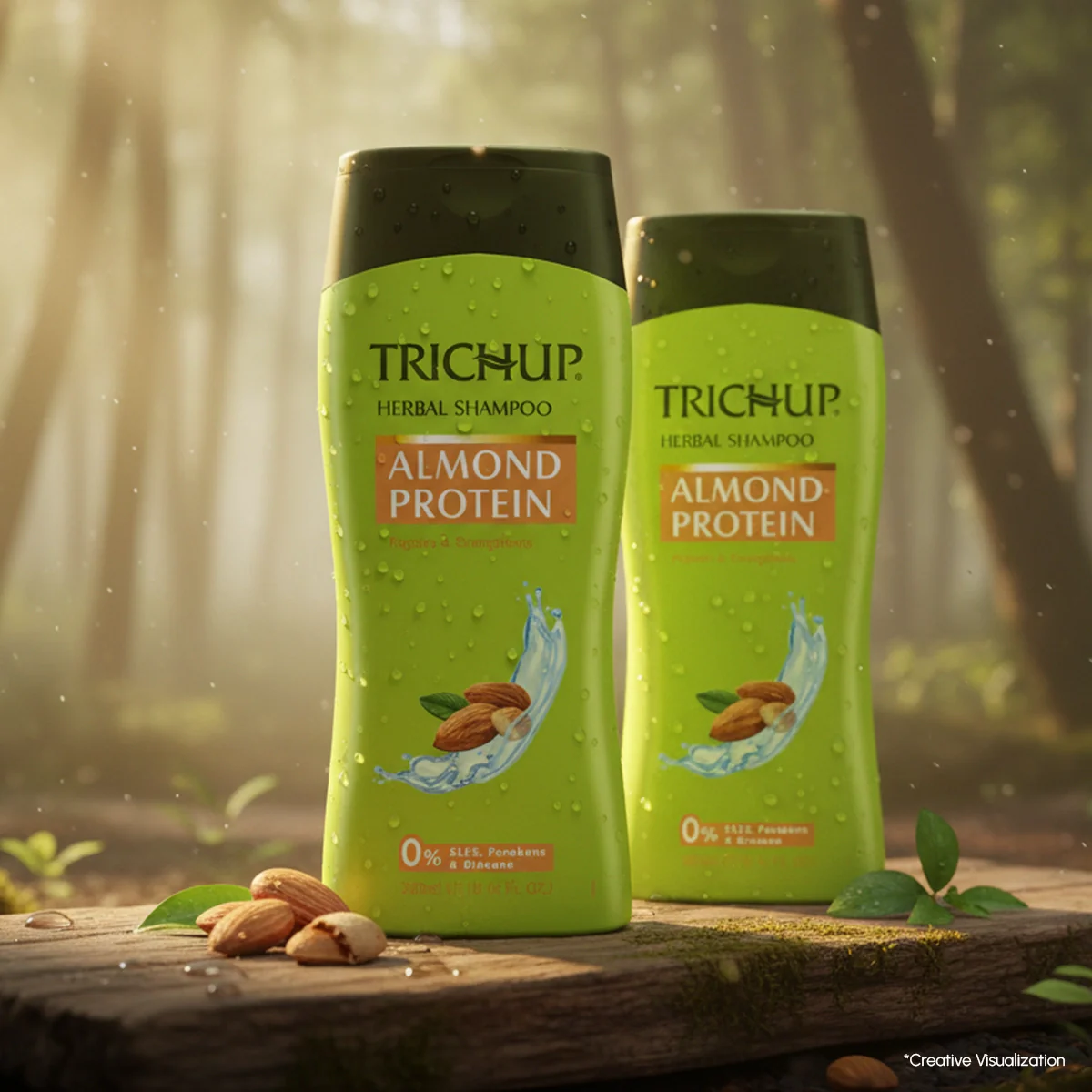 Trichup Herbal Shampoo - Almond Protein Repairs & Strengthens Hair - 200ml (Pack of 2)
