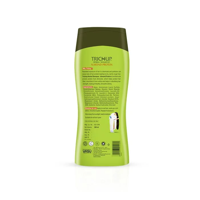 Trichup Herbal Shampoo - Almond Protein Repairs & Strengthens Hair - 200ml (Pack of 2) - Image 6