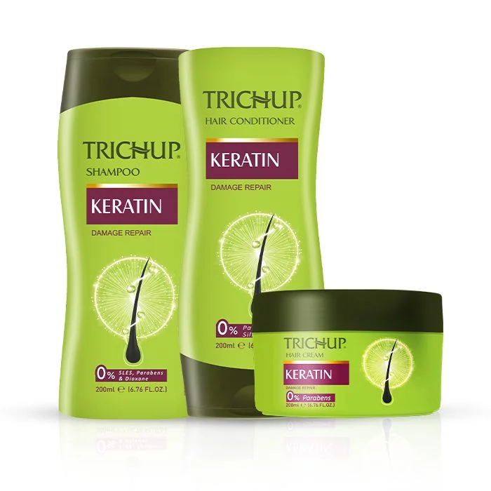 Trichup Keratin Hair Shampoo, Conditioner & Cream Combo - Image 9