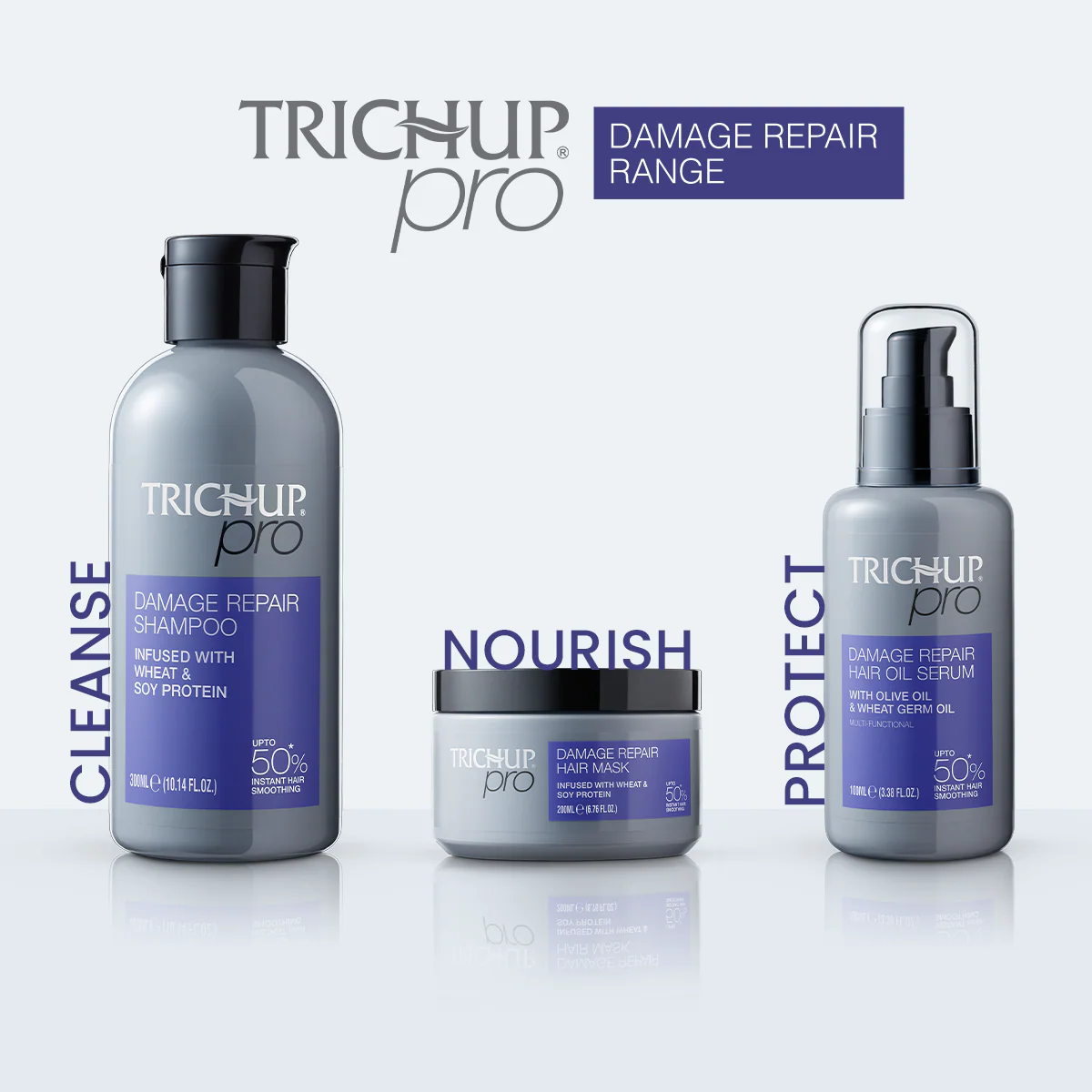 Trichup Pro Damage Repair & Instant Smoothing Hair Care Combo (Shampoo 300ml + Oil Serum 100ml + Mask 200ml) - Image 11