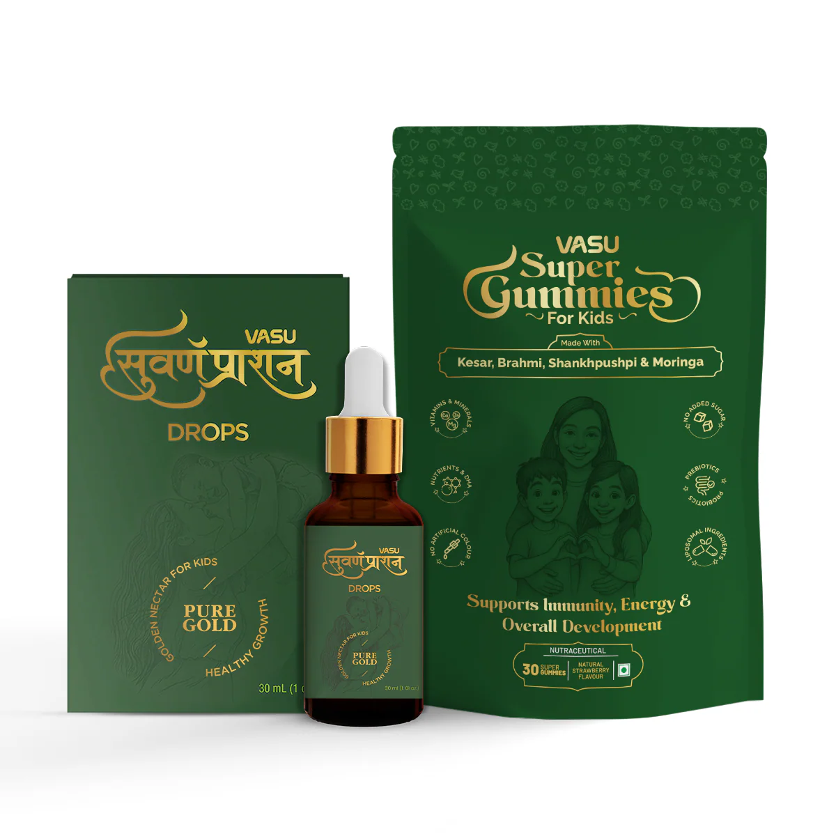 Vasu Immunity Booster Combo for Kids – Swarnaprashan Drops (30ml) & Super Gummies (30 Gummies) - Image 12