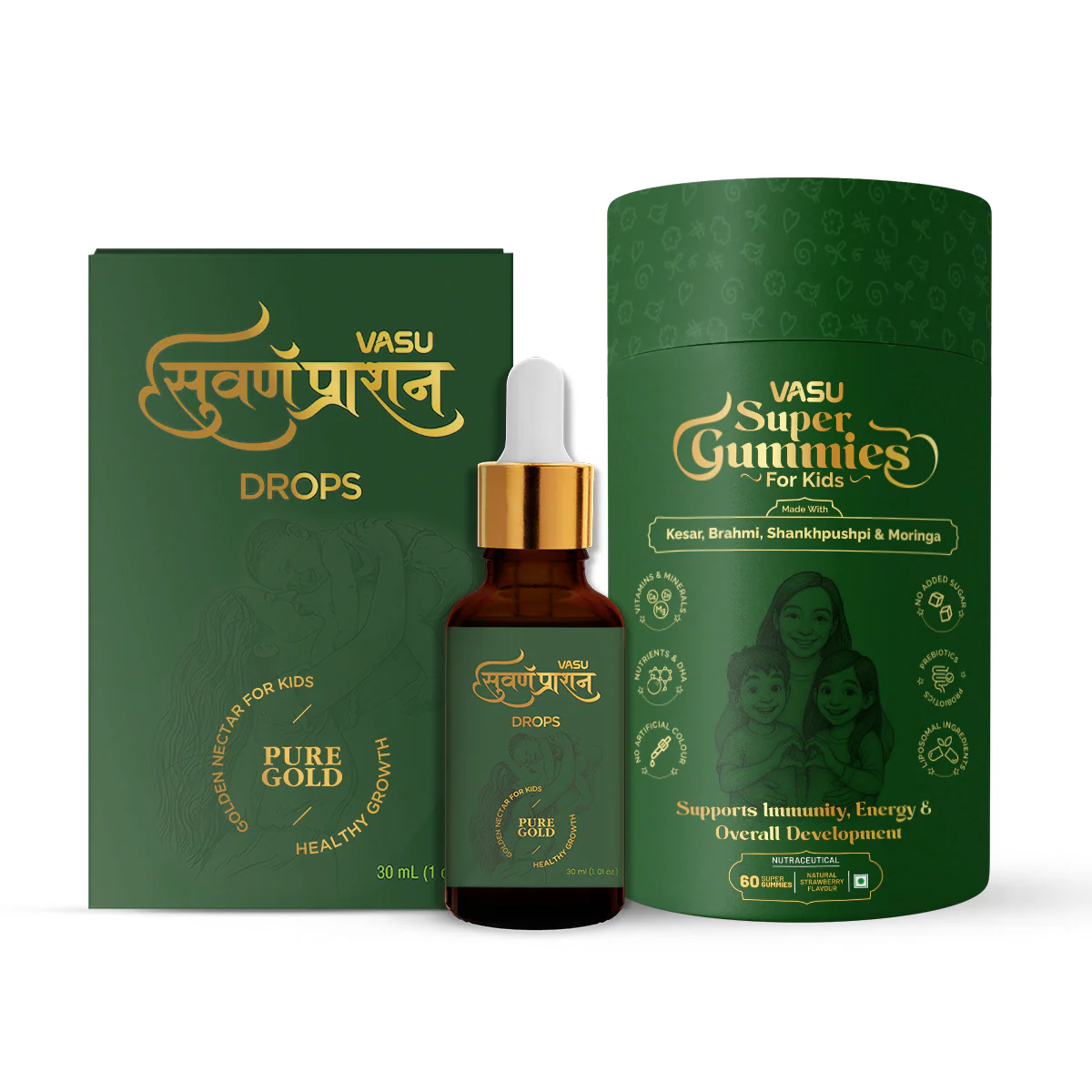 Vasu Immunity Booster Combo for Kids – Swarnaprashan Drops (30ml) & Super Gummies (60 Gummies) - Image 15