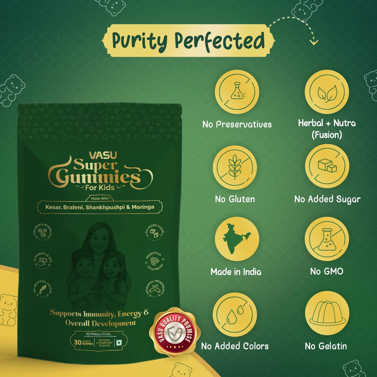 Vasu Immunity Booster Combo for Kids – Swarnaprashan Drops (30ml) & Super Gummies (30 Gummies) - Image 8