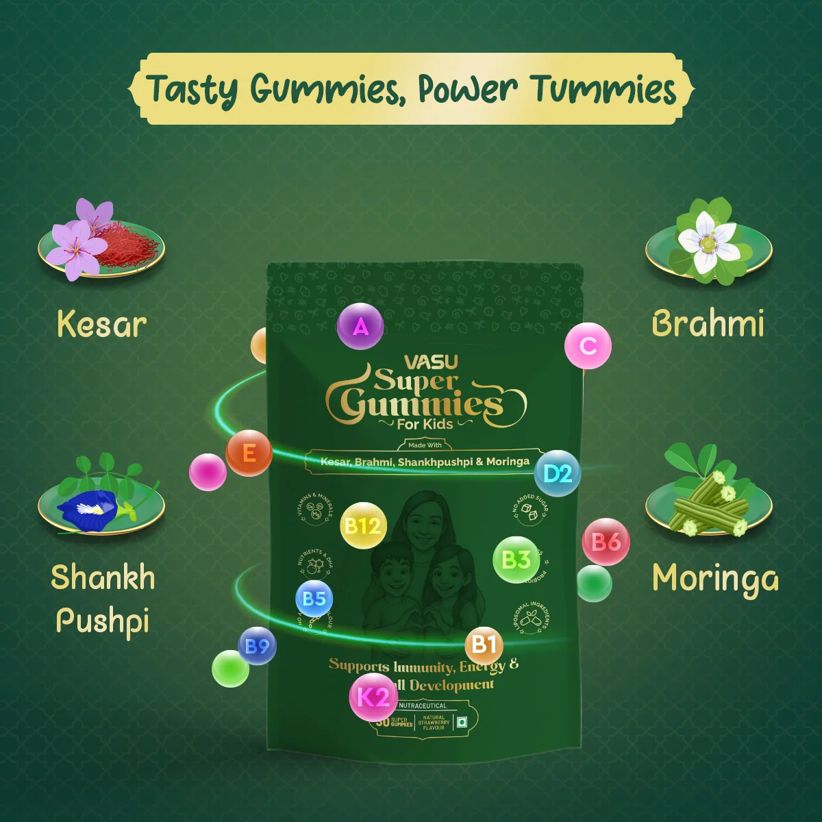 Vasu Immunity Booster Combo for Kids – Swarnaprashan Drops (30ml) & Super Gummies (30 Gummies) - Image 7