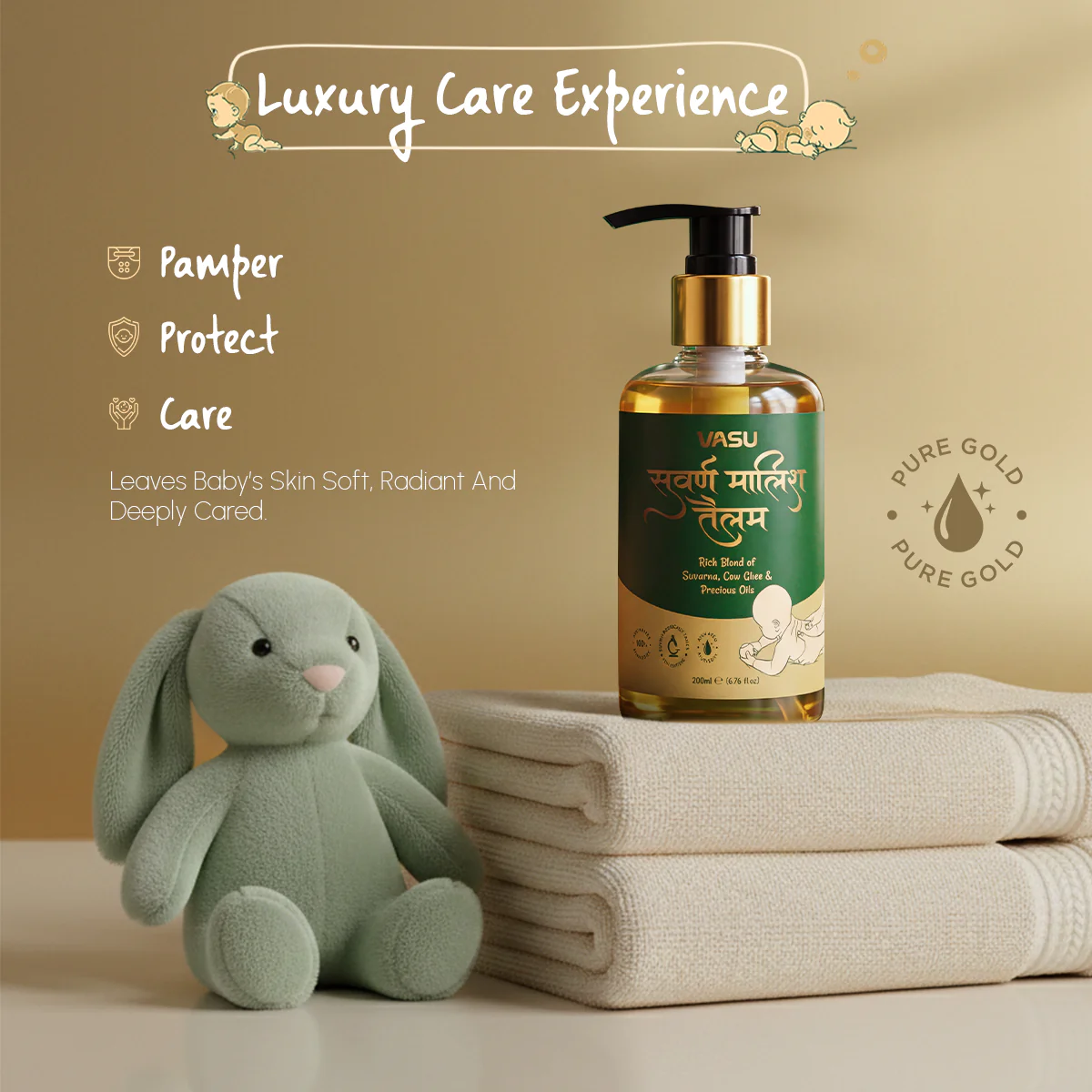 Vasu Swarna Malish Ayurvedic Tailam Baby Massage Oil - 200ml - Image 7