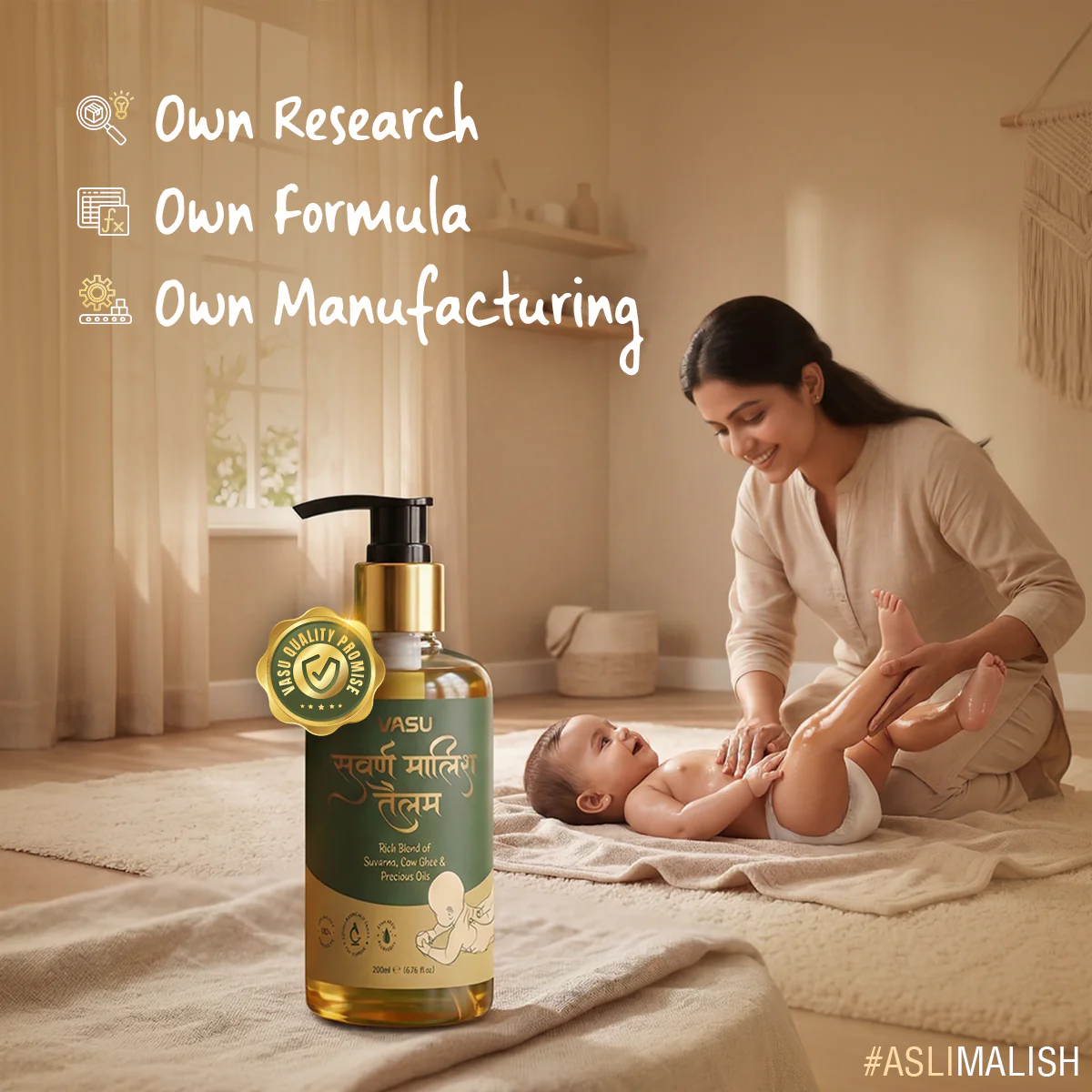 Vasu Swarna Malish Ayurvedic Tailam Baby Massage Oil - 200ml - Image 9