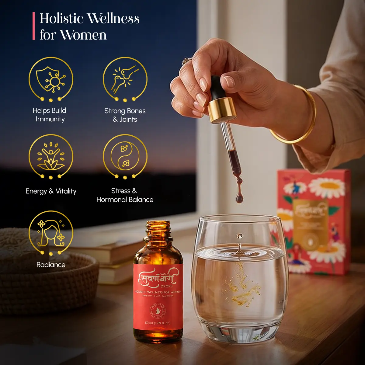 Vasu Swarna Naari Drops 50ml + Swarnaprashan Drops for Kids 30ml Combo Pack - Image 4
