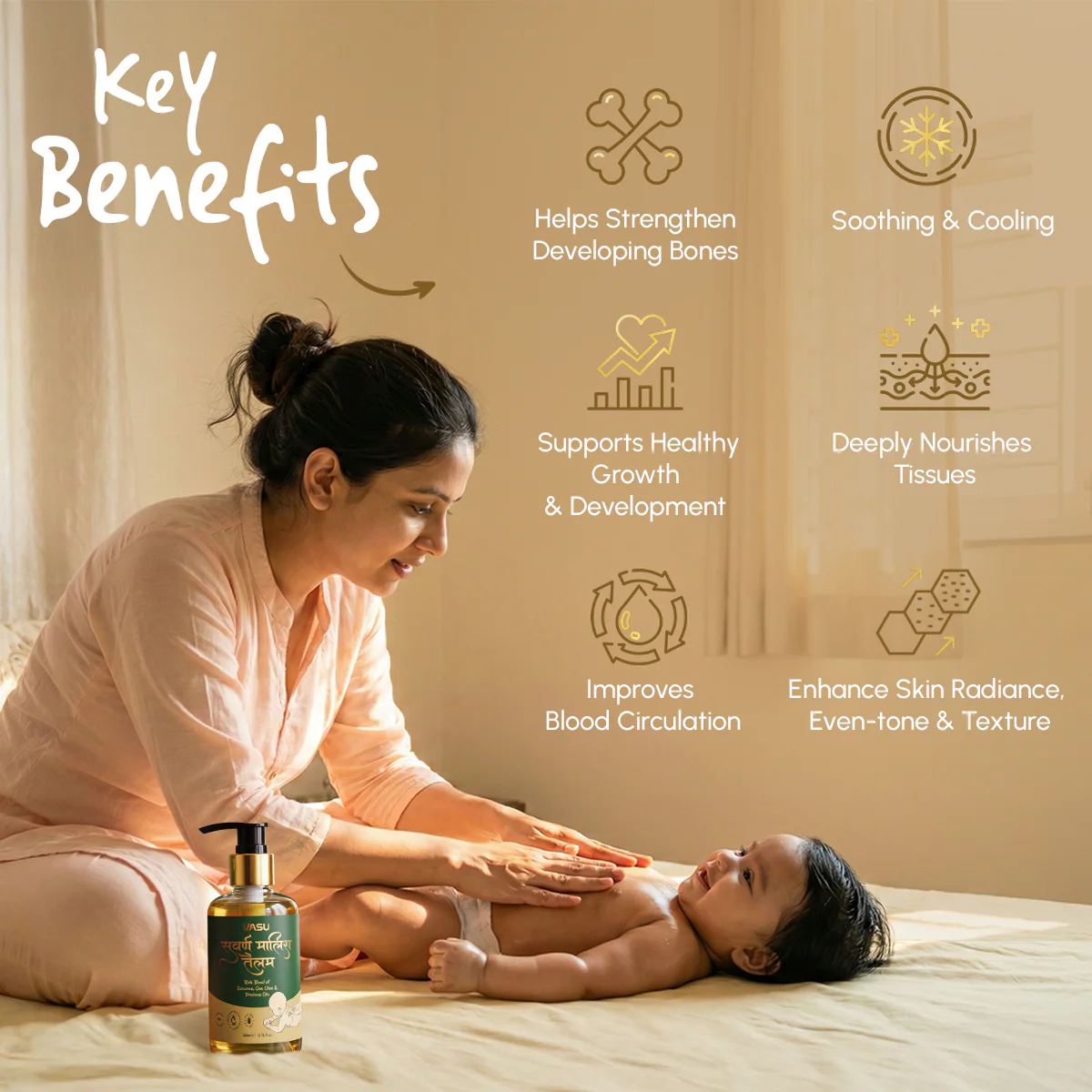 Vasu Swarna Malish Ayurvedic Tailam Baby Massage Oil - 200ml - Image 2